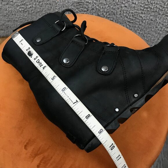 SOREL JOAN OF ARCTIC  BLACK LEATHER HIDDEN WEDGE HEEL ANKLE BOOTS 8.5 - Picture 14 of 16